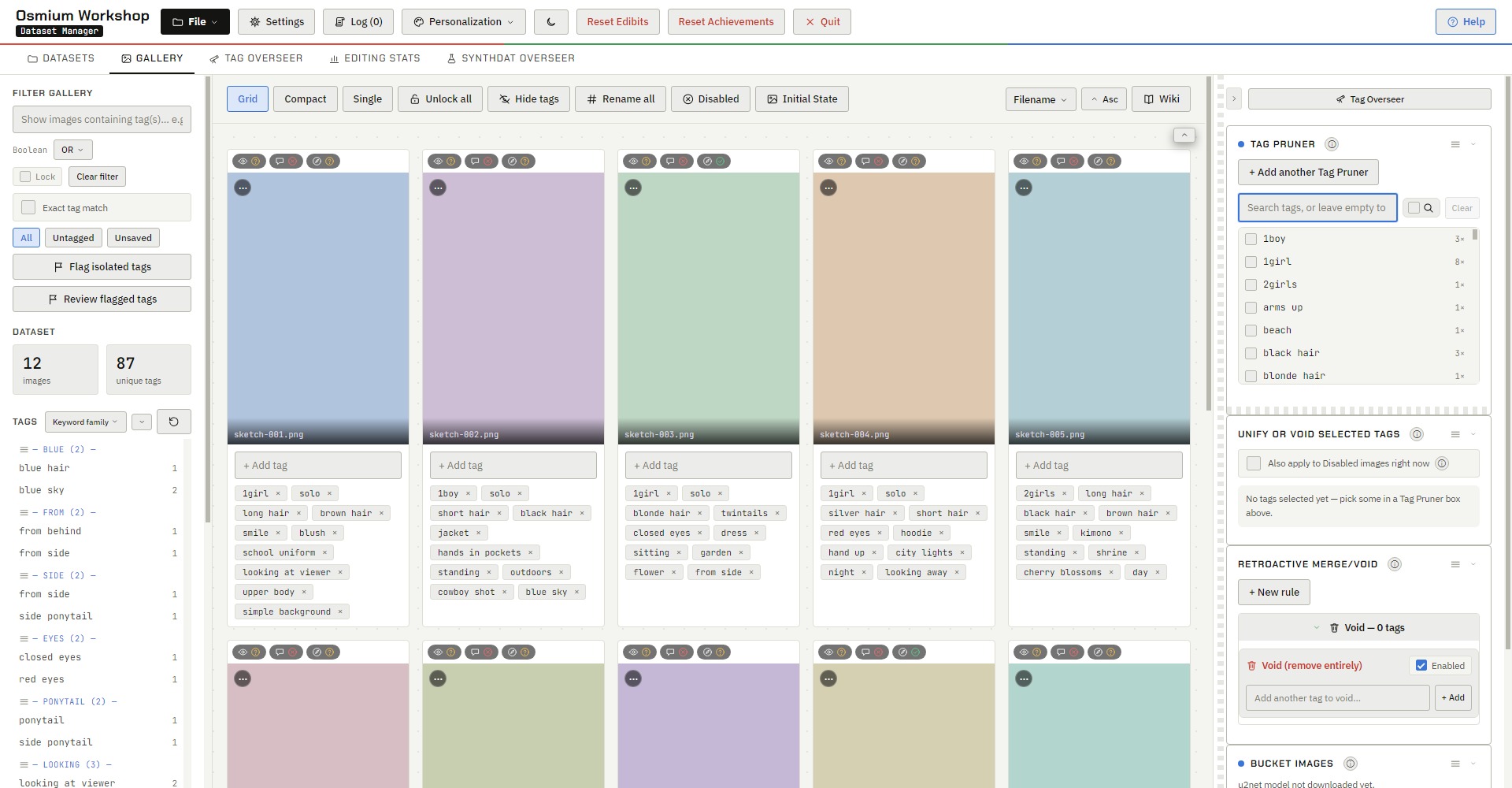 The Gallery tab with the Chromatic Void sample set, in the default Osmium theme.